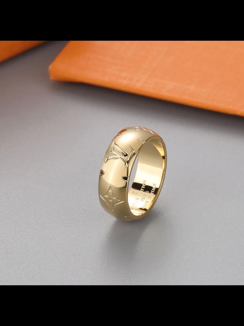 Gold Women’s Logo-Embossed Dome Ring - Luxury Style